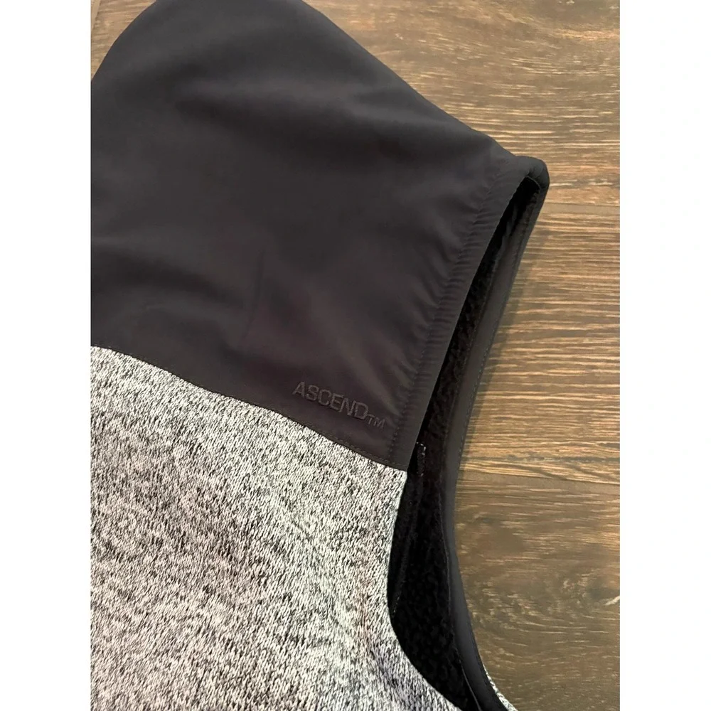 Ascend Black Gray Vest Full Zip‎ Sleeveless Fleece Lined Outdoor Western Hiking